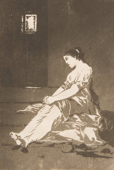 Skylt 32 från Los Caprichos: Eftersom hon var mottaglig., 1799. av Francisco de Goya