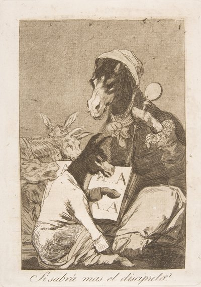 Plåt 37 från The Whims: Might not the eleven know more If the discipel shall know more, 1799. av Francisco de Goya