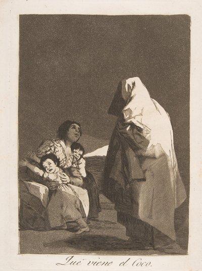 Platta 3 från Los Caprichos: Här kommer bogey-mannen Que som kommer el Coco., 1799. av Francisco de Goya
