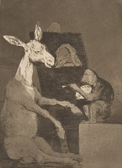 Plåt 41 från Los Caprichos: Varken mer eller mindre Ni mas ni menos., 1799. av Francisco de Goya