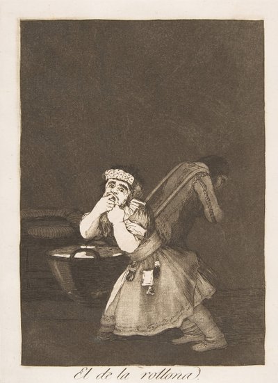 Plåt 4 från Los Caprichos: Nannys pojke El de la rollona., 1799. av Francisco de Goya