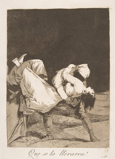Tavla 8 från Los Caprichos: De bar bort henne! De tog henne!, 1799. av Francisco de Goya
