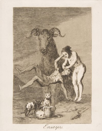 Platta 60 från Los Caprichos: Trials Essays., 1799. av Francisco de Goya
