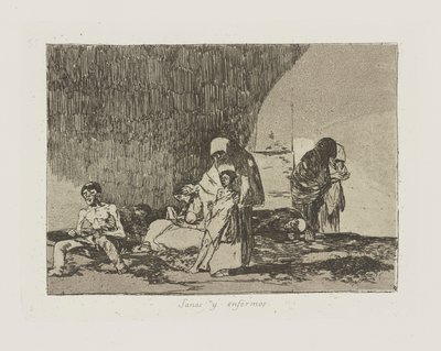 Frisk och sjuk. (De friska och de sjuka.), pl. 57 från serien The Disasters of War av Francisco de Goya