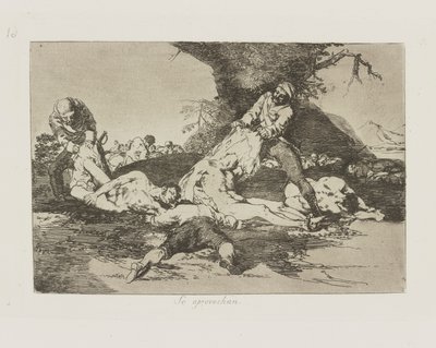 Se aprovechan. (De använder sig av dem.), pl. 16 från serien Los desastres de la guerra (Krigets katastrofer) av Francisco de Goya