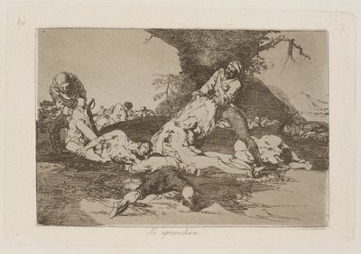 Se aprovechan (De använder sig av dem), pl. 16 från serien Los desastres de la guerra (Krigets katastrofer) av Francisco de Goya