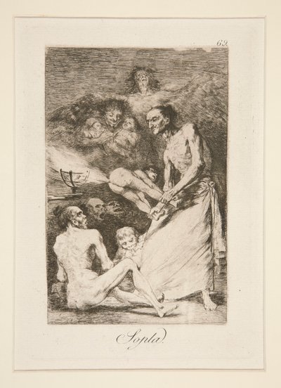Sopla (Slåg), pl. 69 från serien Los caprichos av Francisco de Goya