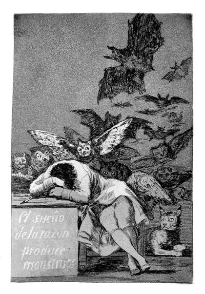 Förnuftets sömn producerar monster, 1799 av Francisco de Goya