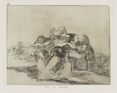 Allt blandas ihop. (Allt är Topsy-Turvy.), pl. 42 från serien The Disasters of War av Francisco de Goya