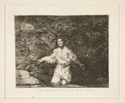 Sorgliga föraningar om vad som kommer att hända, pl. 1 från The Disasters of War av Francisco de Goya