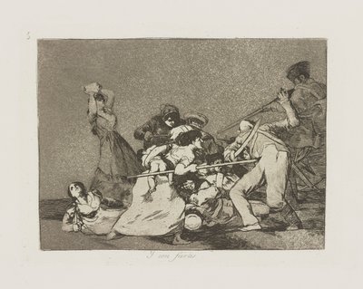 Y son fieras. (Och de är som vilda dödar.), pl. 5 från serien Los desastres de la guerra (Krigets katastrofer) av Francisco de Goya