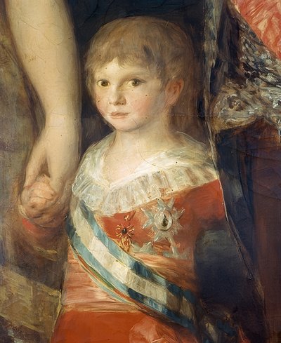 Familjen till Karl IV av Spanien. 1800/01. Detalj: Spädbarn Francisco de Paula Antonio av Francisco de Goya