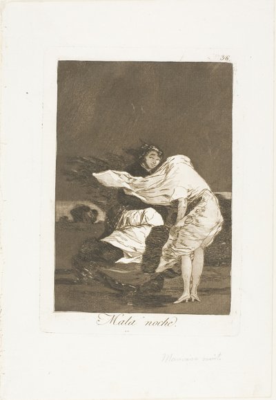 A Bad Night, tallrik 36 från Los Caprichos av Francisco Jose de Goya y Lucientes