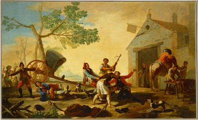 Ett slagsmål utanför den nya krogen ... (målning på duk) av Francisco Jose de Goya y Lucientes