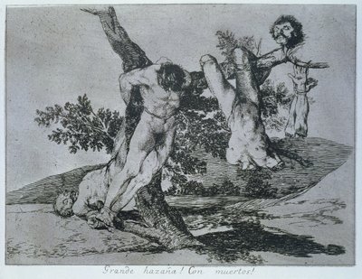 En heroisk bedrift! With dead men!, skylt 39 av "The Disasters of War" av Francisco Jose de Goya y Lucientes