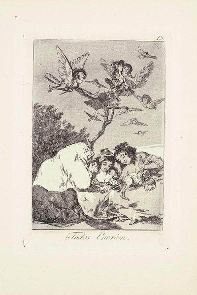 Alla kommer att falla (Todos Caeràn) Tallrik 19 från: Los Caprichos av Francisco Jose de Goya y Lucientes
