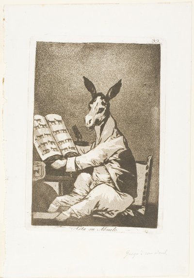 Och så var hans farfar, tallrik 39 från Los Caprichos av Francisco Jose de Goya y Lucientes