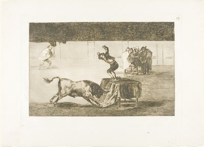 En annan galenskap av honom i samma ring, skylt 19 från The Art of Bullfighting av Francisco Jose de Goya y Lucientes