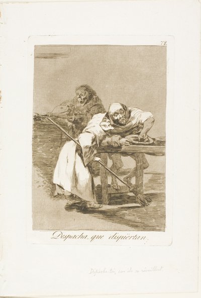 Var snabb, They are Waking Up, tallrik 78 från Los Caprichos av Francisco Jose de Goya y Lucientes