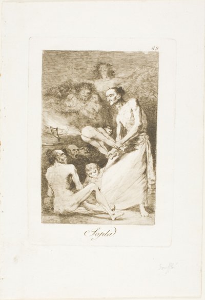 Blås, tallrik 69 från Los Caprichos av Francisco Jose de Goya y Lucientes
