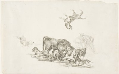 Tjur attackerad av hundar av Francisco Jose de Goya y Lucientes