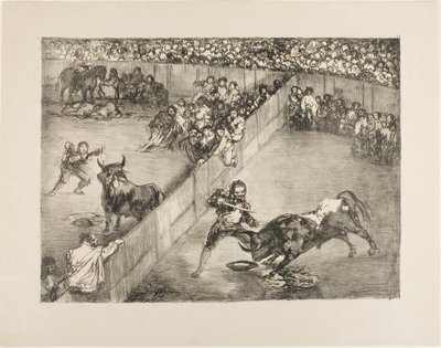 Tjurfäktning i en delad ring, från The Bulls of Bordeaux av Francisco Jose de Goya y Lucientes