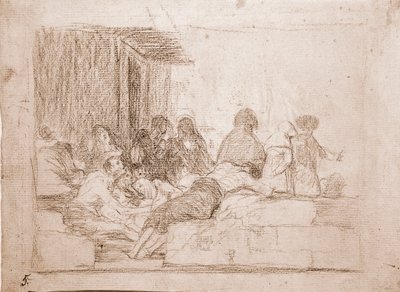 Krigets Destres: Vaines-klagomål (förberedande ritning av Francisco de Goya