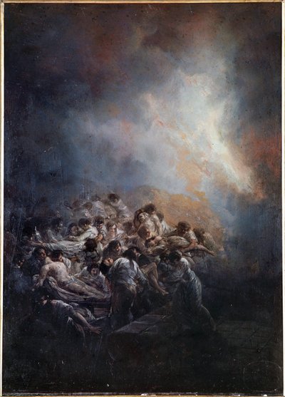 Fire at Night (olja på bleckplåt) av Francisco Jose de Goya y Lucientes