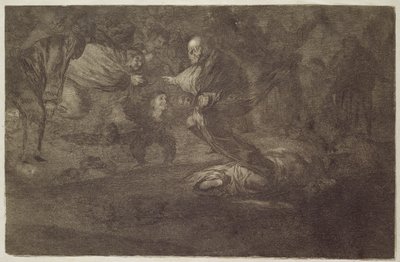 Funeral gåta, plansch 18 av "Ordspråksboken av Francisco Jose de Goya y Lucientes