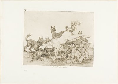 Han försvarar sig bra, skylt 78 från The Disasters of War av Francisco Jose de Goya y Lucientes