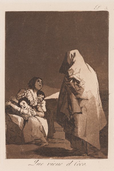 Here Comes the Bogey, sent 18:e-tidigt 19:e århundrade (tryck) av Francisco de Goya