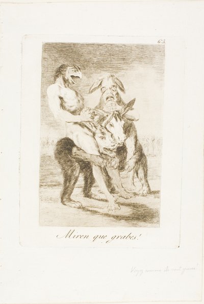 Titta så högtidliga de är!, tallrik 63 från Los Caprichos av Francisco Jose de Goya y Lucientes