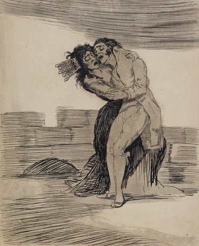 Man och kvinna som omfamnar varandra av Francisco Jose de Goya y Lucientes