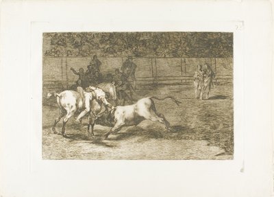 Mariano Ceballos, alias indianen, dödar tjuren från sin häst, skylt 23 från The Art of Bullfighting av Francisco Jose de Goya y Lucientes