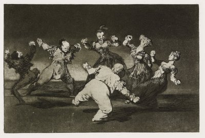 Merry dårskap (Disparate alegre), Platta 12 från "Los Proverbios", c.1819-24 (etsning, akvatint, lavis, lackerare, torrnål & burin på papper) av Francisco de Goya