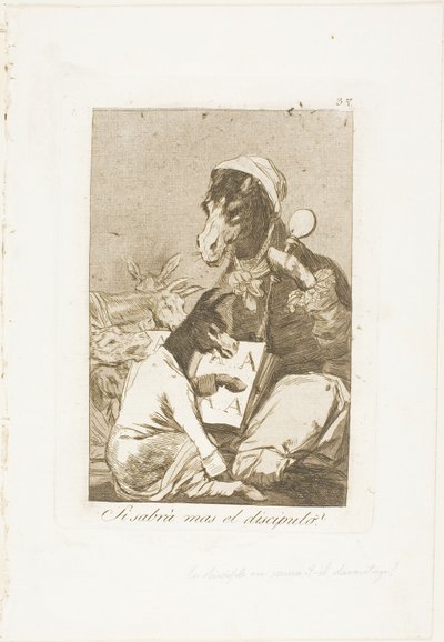 Kan inte eleven veta mer?, skylt 37 från Los Caprichos av Francisco Jose de Goya y Lucientes