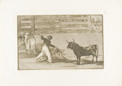 Harpunernas eller banderillans ursprung, tallrik sju från The Art of Bullfighting av Francisco Jose de Goya y Lucientes