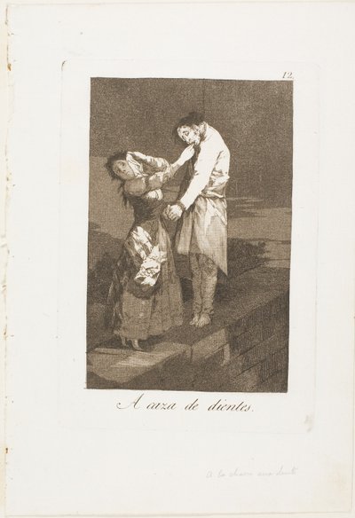 Ut på jakt efter tänder, tallrik tolv från Los Caprichos av Francisco Jose de Goya y Lucientes
