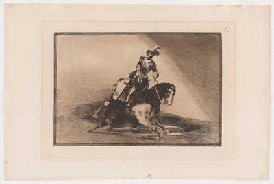Tallrik 10 från La Tauromaquia: Charles V Spjuta en tjur i ringen i Valladolid, 1816, tryckt 1876 (Essning och akvatint på lagt papper) av Francisco Jose de Goya y Lucientes