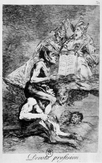 Trosyrke, trolldomsscen med tomtar av Goya, sent 1700-tal. av Francisco de Goya