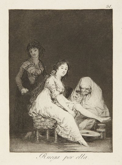 Hon ber för henne, plansch 31 ur Los Caprichos av Francisco Jose de Goya y Lucientes