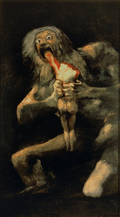 Saturnus slukar en av sina söner av Francisco de Goya