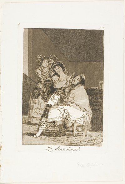 Hon fläckar honom, tallrik 35 från Los Caprichos av Francisco Jose de Goya y Lucientes
