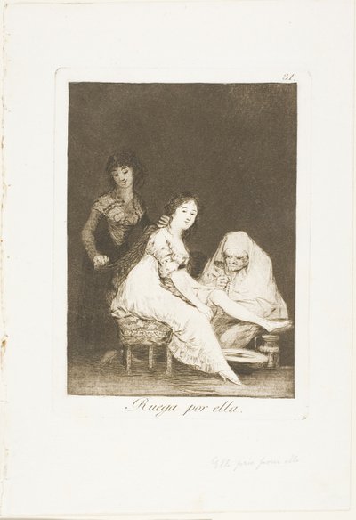 Hon ber för henne, tallrik 31 från Los Caprichos av Francisco Jose de Goya y Lucientes