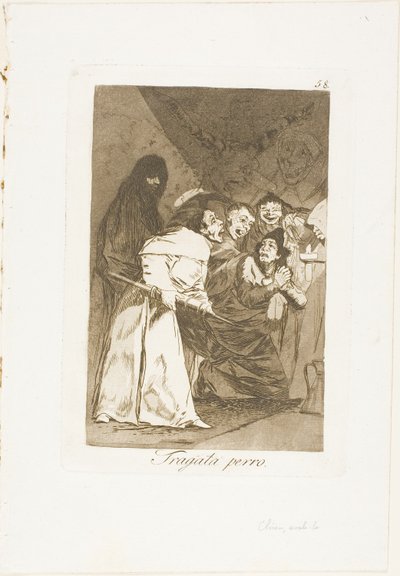 Svälj den, hund, tallrik 58 från Los Caprichos av Francisco Jose de Goya y Lucientes