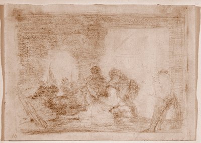 Krigets katastrofer: En man som vittnar om våldtäkten på sin fru (ritning av Francisco de Goya