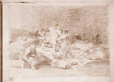 The Disasters of War: Och de också (förberedande ritning av Francisco de Goya