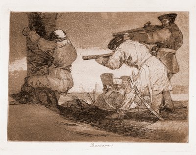 Krigets katastrofer: Barbarians! (Gravering efter förberedande ritning av Francisco de Goya