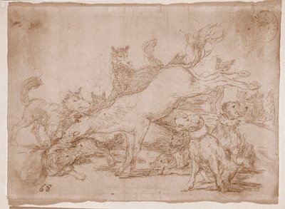 The Disasters of War: Han försvarar sig bra (förberedande ritning av Francisco de Goya