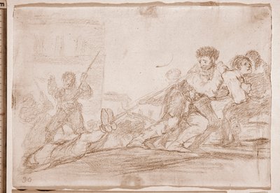 Krigets katastrofer: Han förtjänade det (förberedande ritning av Francisco de Goya
